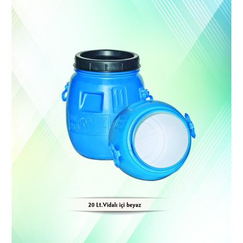 20 LT İçi Beyaz Bidon - Vidalı Kapaklı