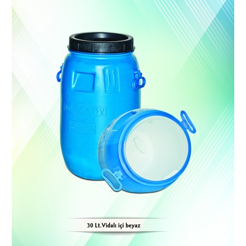30 LT İçi Beyaz Bidon - Vidalı Kapaklı