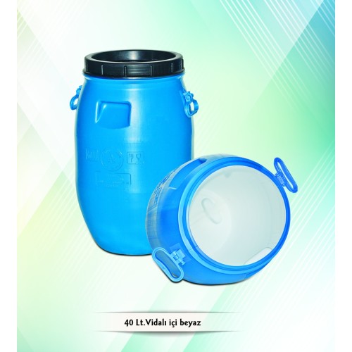 40 LT İçi Beyaz Bidon - Vidalı Kapaklı