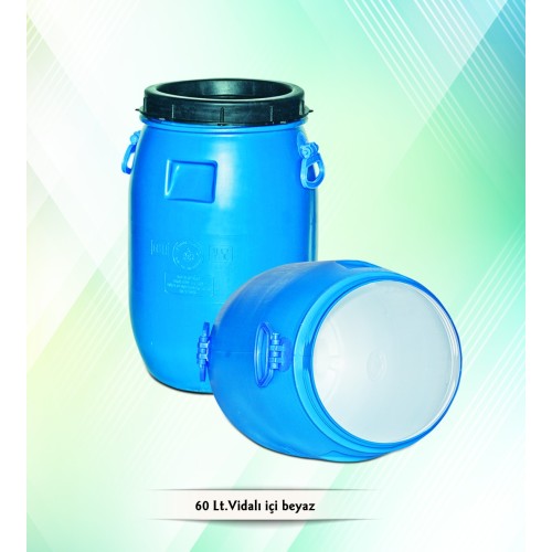 60 LT İçi Beyaz Bidon - Vidalı Kapaklı